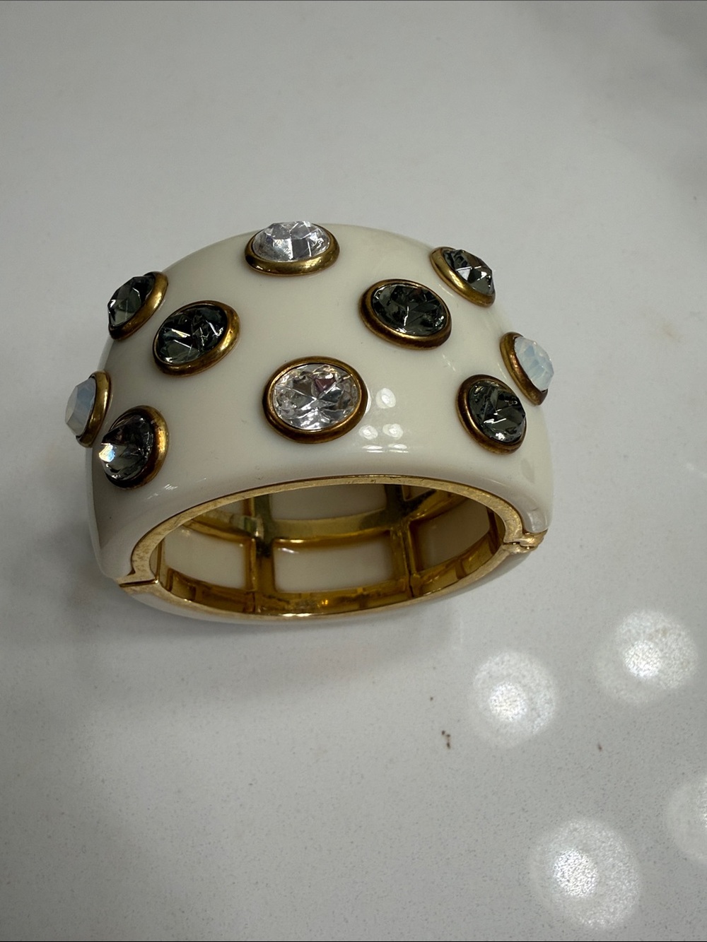 Off White Bangle with Crystal Accents